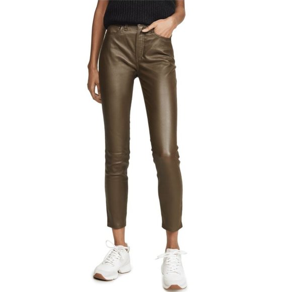 Rag & Bone Women's Nina High Waist Ankle Skinny Leather Pants
